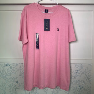 US Polo Assn T-Shirt Men's Large Pink Navy Pony Short Sleeve Crew Neck Tee NEW